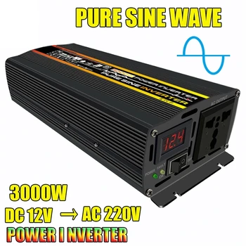 Pure Sine Wave Inverter 3000W 4000W 6000W 8000W Solar Power Auto Inverteriga LED-Ekraan, DC 12V AC 220V Pinge Muundur