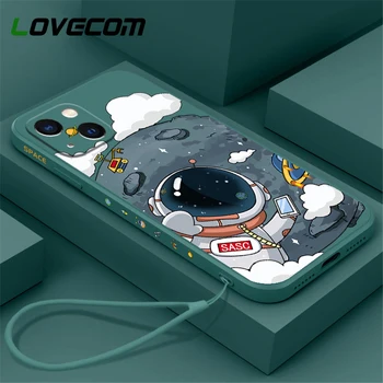 INS Cartoon Astronaut & Moon Telefon Case For iPhone 14 Pro Max 11 12 13 Pro Max X-XR, XS 7 8 Plus X 6 6S SE 2022 Pehme Kaas Juhtudel 0