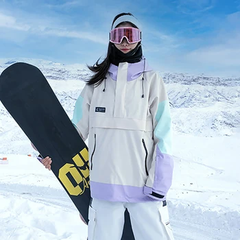 Uus suusajakid Naiste Lumelaua Joped Meeste Talve Riided Tuulekindel Kapuutsiga Hingavast Colorblock Ski Tops Lumi Riided