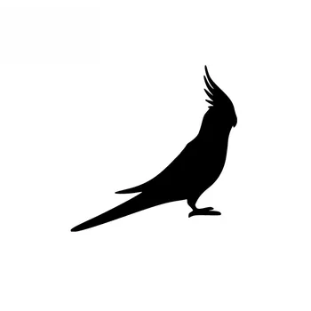 Cartoon Kakaduu Papagoi Lind COCKATIEL Vinüül Kleebis Auto Kaunistamiseks Decal Must Hõbedane Auto Tarvikud,17cm*17cm