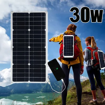 30W päikesepaneel 5V USB Portable Power Väljas Monokristallilised Räni Päikesepaneelide Plaat Matka Seljakott Reisil Telefoni Laadija
