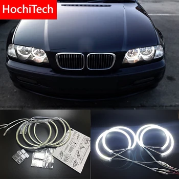 HochiTech BMW E46 MITTE PROJEKTI Kupee Sedaan Ultra bright SMD valge LED angel eyes 2600LM halo ring kit päev kerge 131+146mm