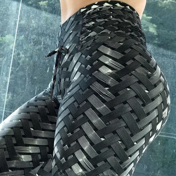 Uus 3D Trükkimine, millega kaasneb Kudumine Stiil Säärised Panna Hip Murra Elastne Kõrge Vöökoht Legging Hingav Slim Püksid