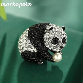 Morkopela Panda Rhinestone Sõle Mood Crystal Prossid Naiste Kostüüm Riided Pin-Ehted, Nõelad Ja Prossid Kingitus