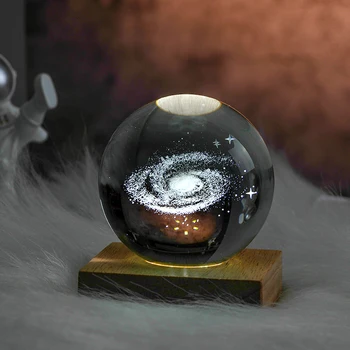 3D Crystal Ball Moon Light Cube LED Night Light Desktop Tuba Decor Tähine Kodu Kaunistamiseks Loomingulised Kingitused Luksuslik laualamp