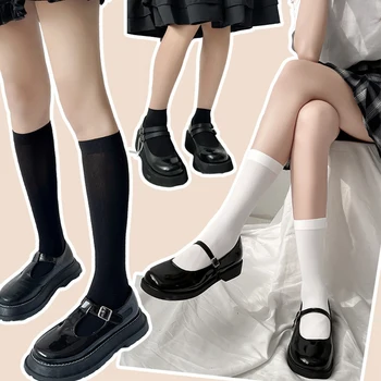 Lolita Must Valge Soild Värvi Pikad Sokid Naistele Üle Põlve, Reie Kõrge Üle Põlve Sukad Lolita Daamid, Tüdrukud Soe Põlve Sokid