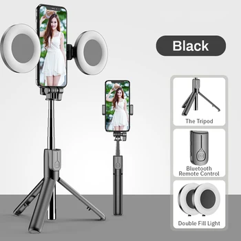 Traadita bluetooth-Statiivi Selfie Kinni LED Rõngast kerge Pikendatav Pihuarvutite Monopod Live Statiivi iPhone 12 Android nutitelefoni