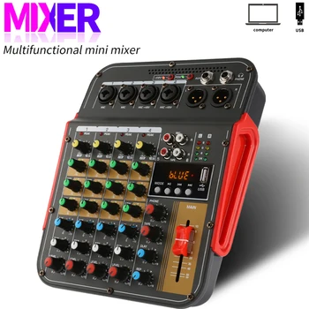 6-Channel Audio Mixer Väljas Konverents Audio USB-Bluetooth-Reverb Audio Protsessor Laulda koos Elada helikaardi Heli Mikser 0