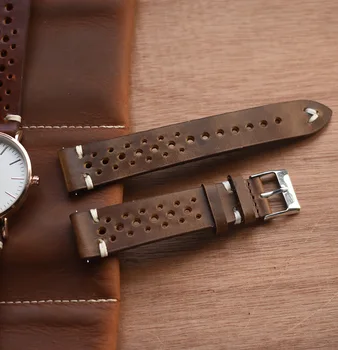 Käsitsi Valmistatud Retro Leather Watch Band Käsitsi Õmmeldud Perforeeritud Suede Calfskin Kella Rihm Käevõru 18mm 20mm 22mm