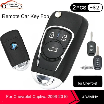 KEYECU Uuendatud Flip Remote Auto Võti Fob 2 / 3 Nööpi 433MHz koos ID46 Kiip Chevrolet Captiva 2006 2007 2008 2009 2010