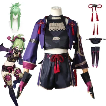 Genshin Mõju Kuki Shinobu Cosplay Kostüüm Täielik Komplekt Kuki Shinobu Cosplay Parukas Halloween Kostüümid Naiste Karneval Teesklus Pool