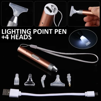LED Diamond Maali Pen Punkti Puurida Pen Valgustus Diamond Pen 5D Tikandid Maali Pliiats USB Laetav DIY Käsitöö ristpistes
