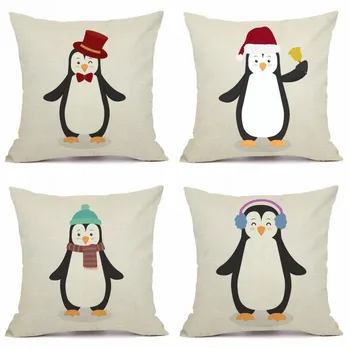 XUNYU Cartoon Pingviin padjapüür Diivan Square Dekoratiivne Padi Katta Loomade Padi 45X45cm AC150