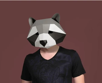 3D-Cut Tasuta Raamatu Mask Hall Racoon Loomade Cosplay Kostüüm DIY Paber Käsitöö Mudel Kit 0