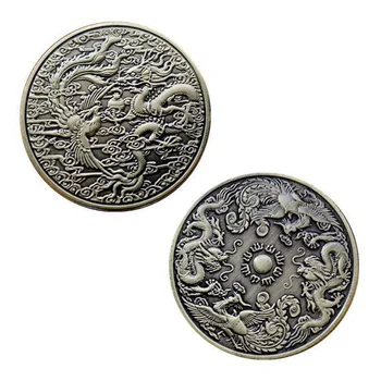 Hiina Draakon Õnnelik Mündi Vana Phoenix Copper Käsitöö Laekuva Mündid Suveniirid Mälestus Märk Kingitus Sõbrale
