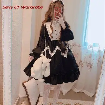 Jaapani Magus Kawaii Armas Lolita Naiste Mood Lahti Vabaaja Must Kleit Korea Harajuku Pits Liimida Pikk Varrukas Kleit 2021
