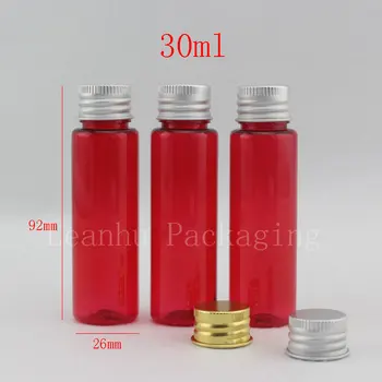 30ML Punane Korter Õla Plastikust Pudel Alumiinium Kork , 30CC Tühi Kosmeetika Konteiner -, Tooneri / Emulsioon Mini Proovi Pakend Pudel 0