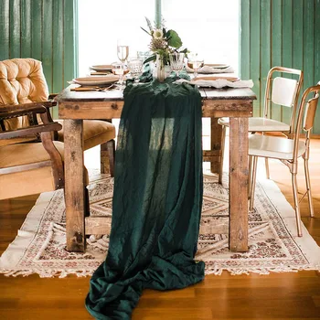 WED DECOR puuvillane ažuurne riie kaitaliinat ja käterätikud, laudlinad, salvrätikud armas roheline toolid jooksjad korduvkasutatavad musliin pool tabelis koha 62 x400cm