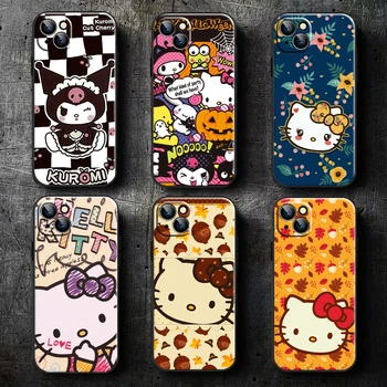 Päris Koomiks Hello Kitty iPhone 13 12 11 Pro Mini Max 5 5s 6 6S 7 8 Plus X-XR, XS Max Telefoni Puhul Vedel Räni Carcasa