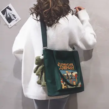 Paar Messenger Bag Käekotid Lihtne, Mitmekülgne Suure Mahutavusega Õla Naiste Lõuend Square Crossbody Kott Daamid Bookbags Eco Kott