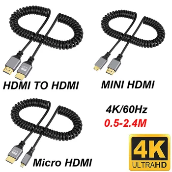 4K@60HZ 0.5-2.4 M Ühilduva HDMI-HDMI/MINI HDMI/ Micro HDMI/Rullis Laiendamine Paindlik Spiraal Kaabel Mees Mees Plug Kaabel