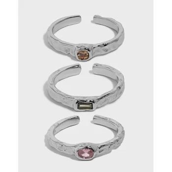 Elegantne Reaalne 925 Sterling Hõbe Reguleeritav Rõngad Naiste Sõrme Ehted Kingitused, Trendikas Roosa Ring Crystal Naiste Aksessuaarid