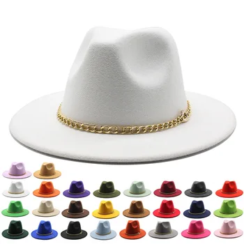 fedora mütsid must, khaki Lai Nokk Meeste ja Naiste müts Jazz mütsid Kiriku felted kett vöö kauboi Vintage luksus talvine naiste müts