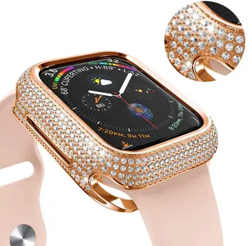 Diamond Watch Puhul Apple ' i watch juhul 45mm 44mm 40mm Seeria 8 7 6 5 4 SE Luksus teemant kaitsva katte iWatch 42mm kest