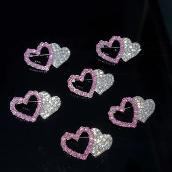 Grandbling Unikaalne Disain Kristall, Double Heart Sõle Roosa Südame Sõrmed Oma Sünnipäeva emadepäeva Kingitus