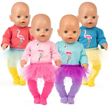 4 Värvi Valida 1,Flamingo Kleit Säärised Riided Ülikond Sobib 43CM Uuestisündinud Sündinud Beebi Mannekeeni Riided Tarvikud Tüdruk DIY Mänguasjad
