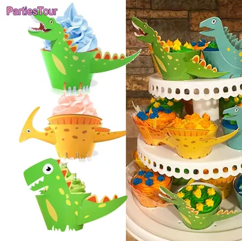 24tk Dinosaurus Cupcake Kiletajad Cake Toppers Tabel Kaunistused Dino Partei Asjade Poisid, Kids Sünnipäeva Decor Soosib
