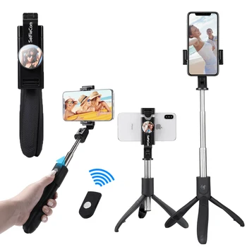 K06 360 kraadise pöörde alumiiniumisulamist Ülestõstetav mood mini Bluetooth-nutitelefoni Statiivi telefon Selfie Stick