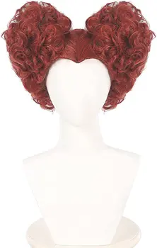 2022 Halloween naiste Hocus Nõid cosplay parukas punane kuninganna rolli mängida updo juuksed kostüümid