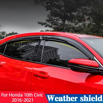 Akna Visiir Rain Guard Honda 10. Civic 2016-2021 Weather Shield tuulesirm Varikatus Peavarju Vihmamantel Tarvikud