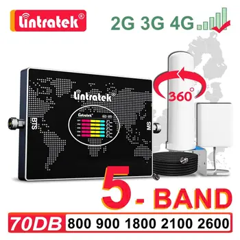 Lintratek Viis Band Signaali Võimendi B20 800 900 1800 2100 2600MHz LTE GSM 2G 3G 4G Repeater mobiiltelefoni Korduva Kit 360° Antenn