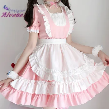 Sweet Lolita OP Neiu Kleit Roosa Pehme Tüdruk Naiste Ühtsete Printsess Kleidid Kawaii cosplay Kostüüm AFC886