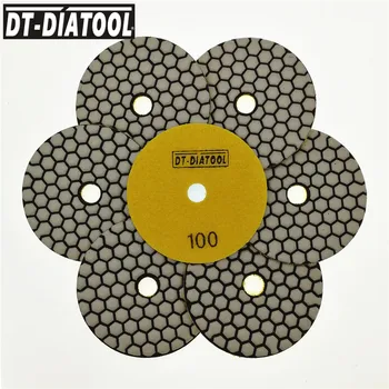 DT-DIATOOL 7tk Dia 4 tolline/100mm Vaik Bond Teemant Kuiv poleerimispadjakesed Grit #100 Lihvimine Plaadi Graniit, Marmor, Kivi