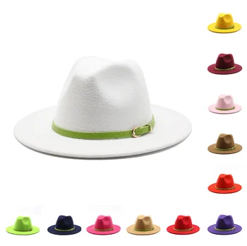 Meeste Fedora mütsid naiste Kauboi Lihtne villane müts jazz mütsid Briti stiilis müts Mood müts sügis-talv mööda suur Mitmevärviline müts