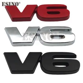 Auto Stiil V6 Mootori Logo, 3D Metall, Sulam, Liim Embleemi Taga Pagasiruumi Pääsme Fender Kleebis Auto Kere Decal Auto Accessory