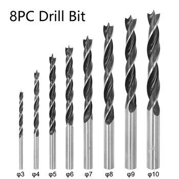 8Pcs Kolm Osutas Twist Drill Bit Set Puidutöötlemine Drill Bit Koobalt Kaetud HSS Etteandeseadis Puurimine Ja Hõõritsemine 3-10mm