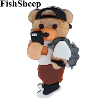 FishSheep Armas Selfile Bear Cub Prossid Naised, Lapsed Armas Väike Karu Sõle Rinnamikrofon Pin Ornament, Käsitsi Valmistatud Vaik Ehted Kingitus