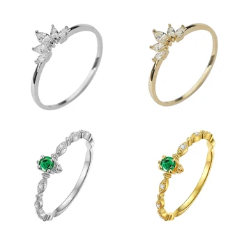 INZATT Reaalne 925 Sterling Hõbe Tsirkoon Crown Ring Emerald 14K Kuld Sõrmus Mood Naiste Võlu Trahvi Ehteid Armas Tarvikud