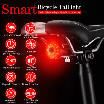 7 Režiimid Smart Jalgratta Tagumine Tuli Auto Start/Stopp-Pidur Kaugseire IPX5 Veekindel USB Eest Jalgrattasõit Saba Taillight Jalgratta LED Valgus