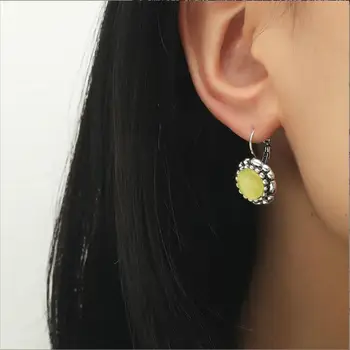 Retro Opaal Sun Flower Kõrvarõngad Bohemia Kollane Kass Silma Kivi Ringi Tolknema Kõrvarõngad Naiste Mood Pool Ehted 1