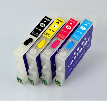 4 värvi T0631 - T0634 Korduvtäidetavaid tindi kassett EPSON STYLUS C67/C87/ CX3700/CX4100/CX4700 Printerid Auto reset chip 1