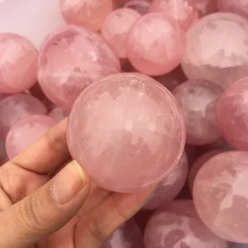 Natural Raw Pink Rose Quartz Crystal Ball isendid-süda 1