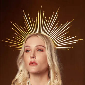 Mary Halo Jumalanna Crown Peapael Kuldne Halo Halloween Kostüüm Pulmapidu Peakatet Star Headpiece Juuksed Tarvikud 1