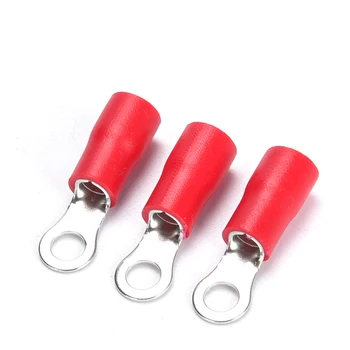 100TK/Pakk RV1.25-5 Punane Isoleeritud Press Ring Terminal Toitekaabli Pistik Juhe Vahemikus 0.5-1.5mm2 1