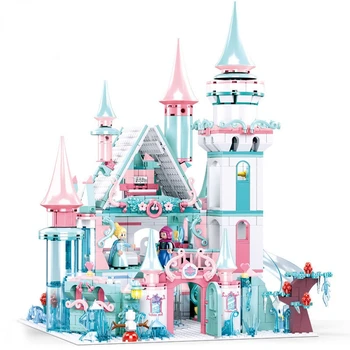1314PCS Lumi Lossi Kuninganna Printsess Elsa Maagiline Ice Castle Tellised DIY Loomine ehitusplokid Sõbrad Tüdruk Mänguasjad 1