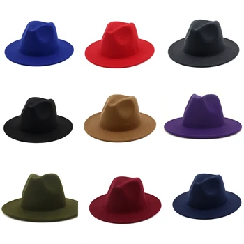 meeste fedora unisex värviga fedora müts naiste 21-värv lai nokk jazz mütsi sügis-talv Briti retro Panama müts 1